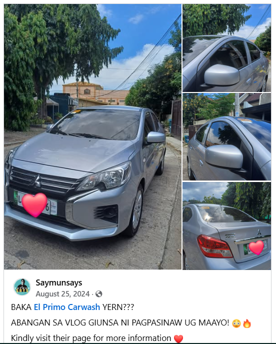 Saymunsays Facebook post about El Primo Carwash